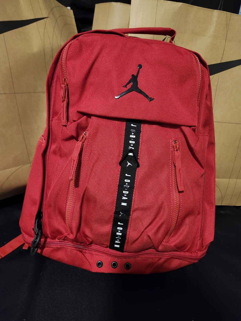 Jordan Red Men's Backpack with Black Jumpman Accent